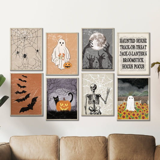 Printed Art Halloween Decor Art Gallery Set of 8