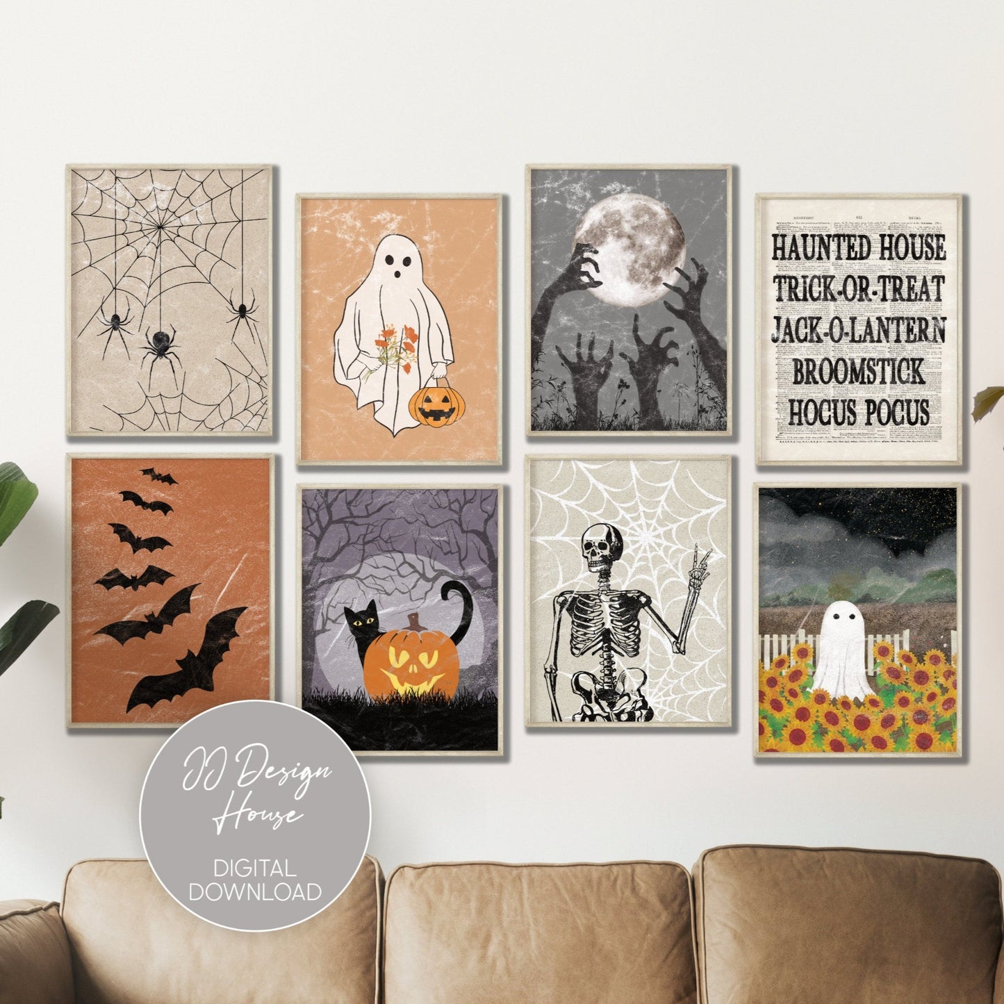 Printable Vintage Halloween Wall Art Set