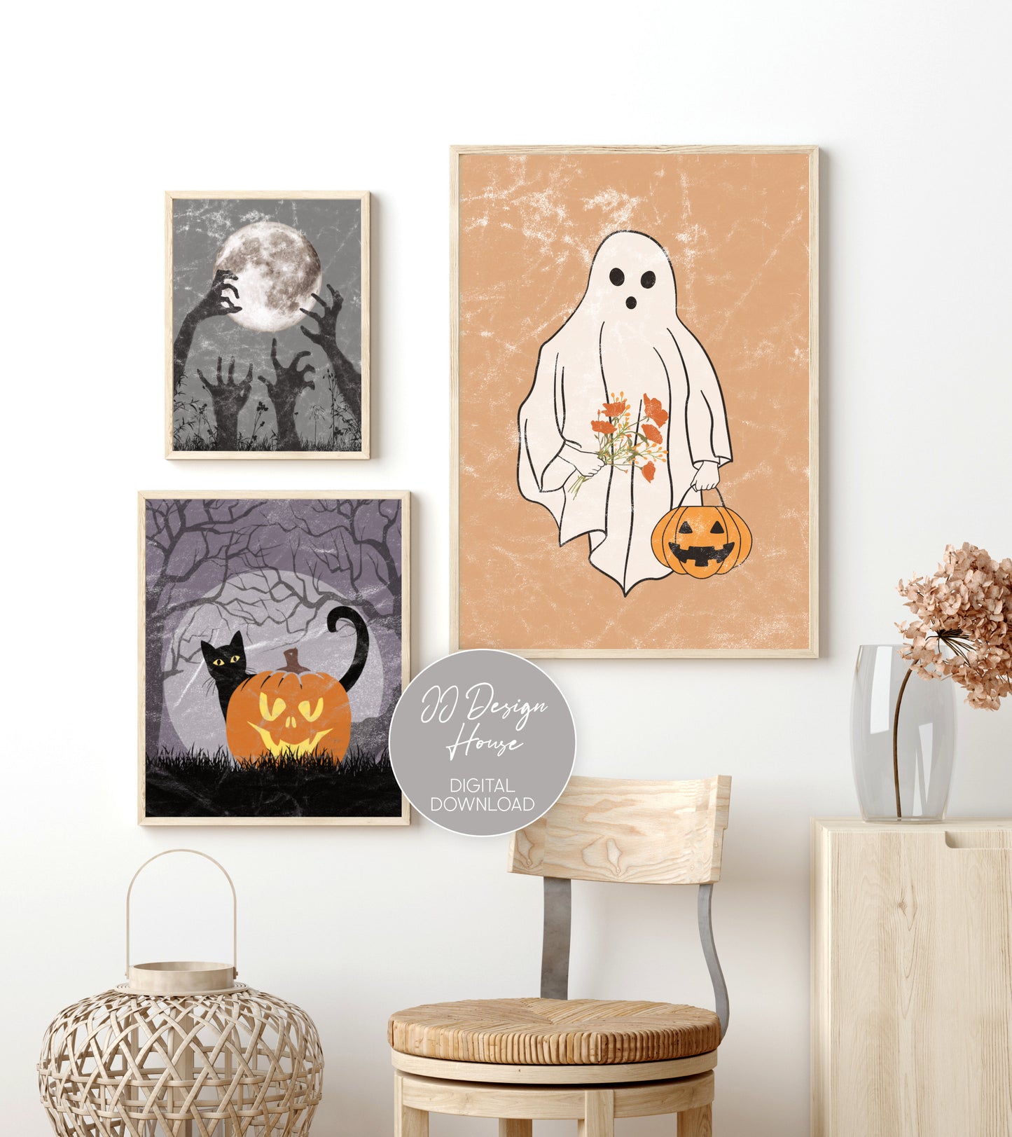 Printable Vintage Halloween Wall Art Set