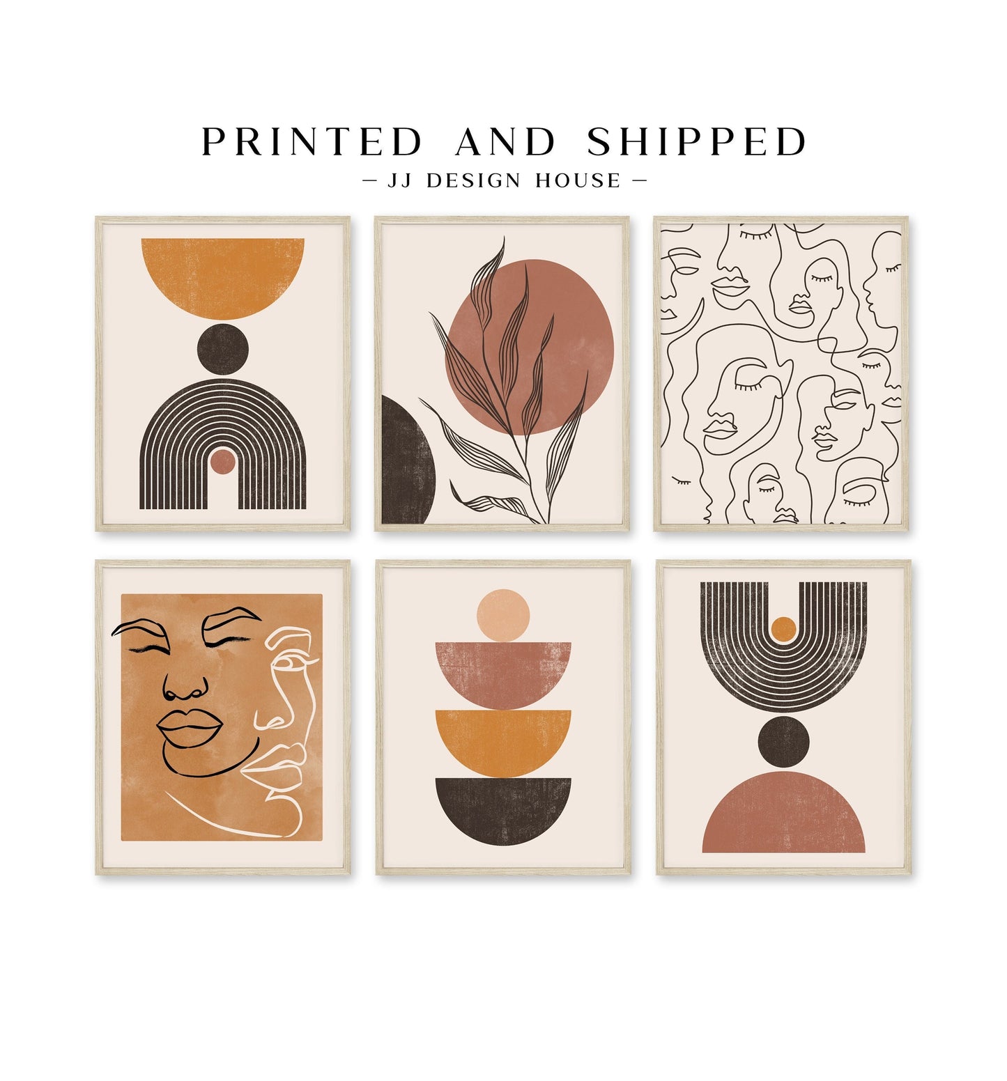 Printed Boho Gallery Wall Set - Mid Century Modern Prints for Bohemian Decor