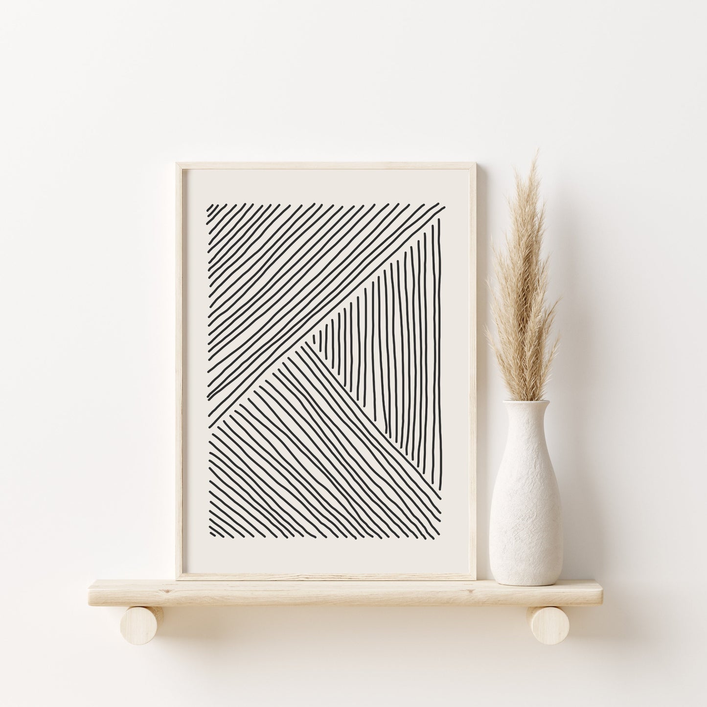 Printed Art Minimalist Wall Art Set of 3 Prints, Black Beige Wall Art, Abstract Line Art Prints