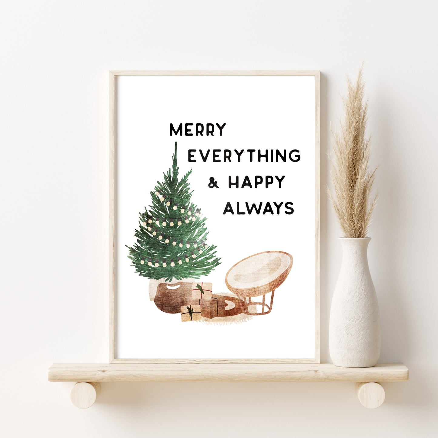 Printable Christmas Art, Gallery Wall Set of 8, Christmas Wall Art Downloadable Prints