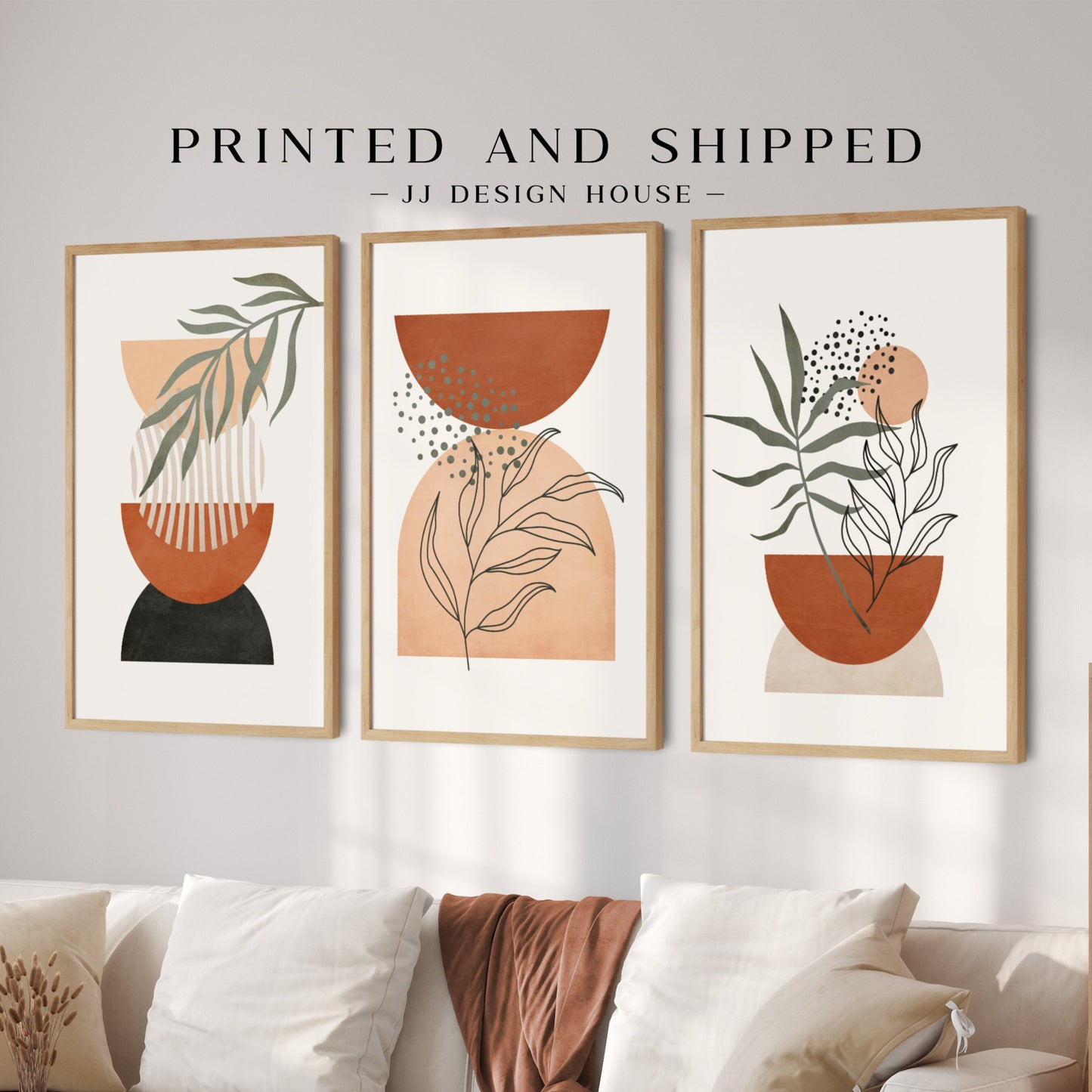 Printed Art Mid Century Modern Wall Art Prints Set of 3