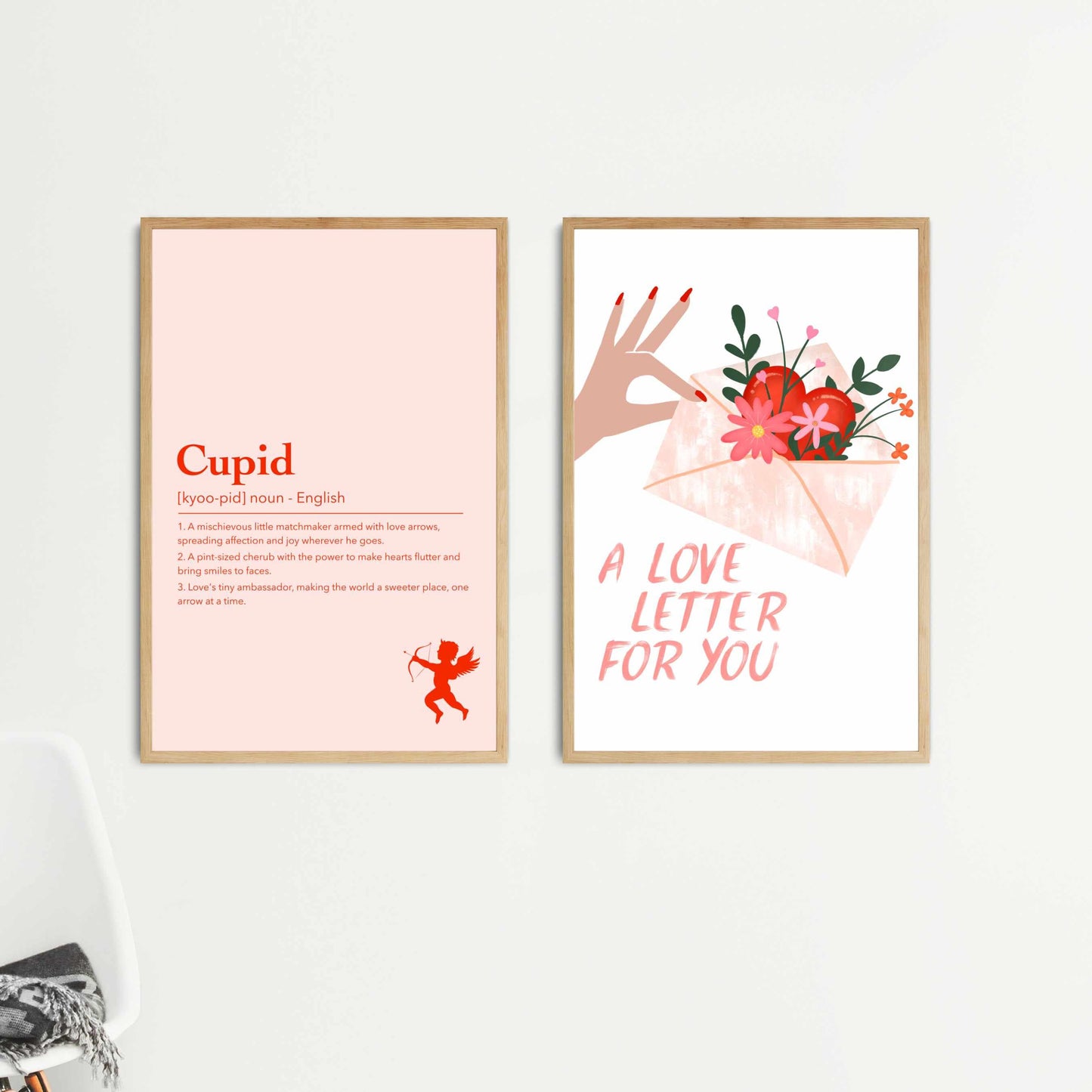 Printable Valentines Decor Printables Set of 10 - Couple Love Pink Red Wall Art