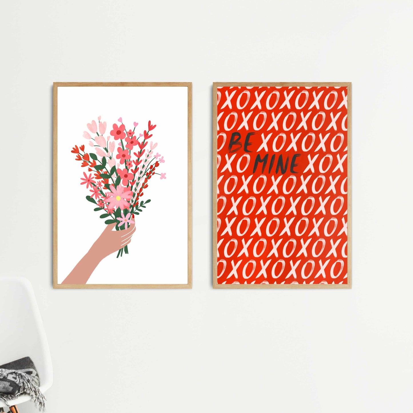 Printable Valentines Decor Printables Set of 10 - Couple Love Pink Red Wall Art
