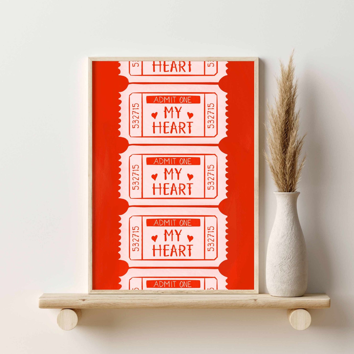 Printed Valentines Day Decor - Romantic Wall Art for Couples in Red and Pink