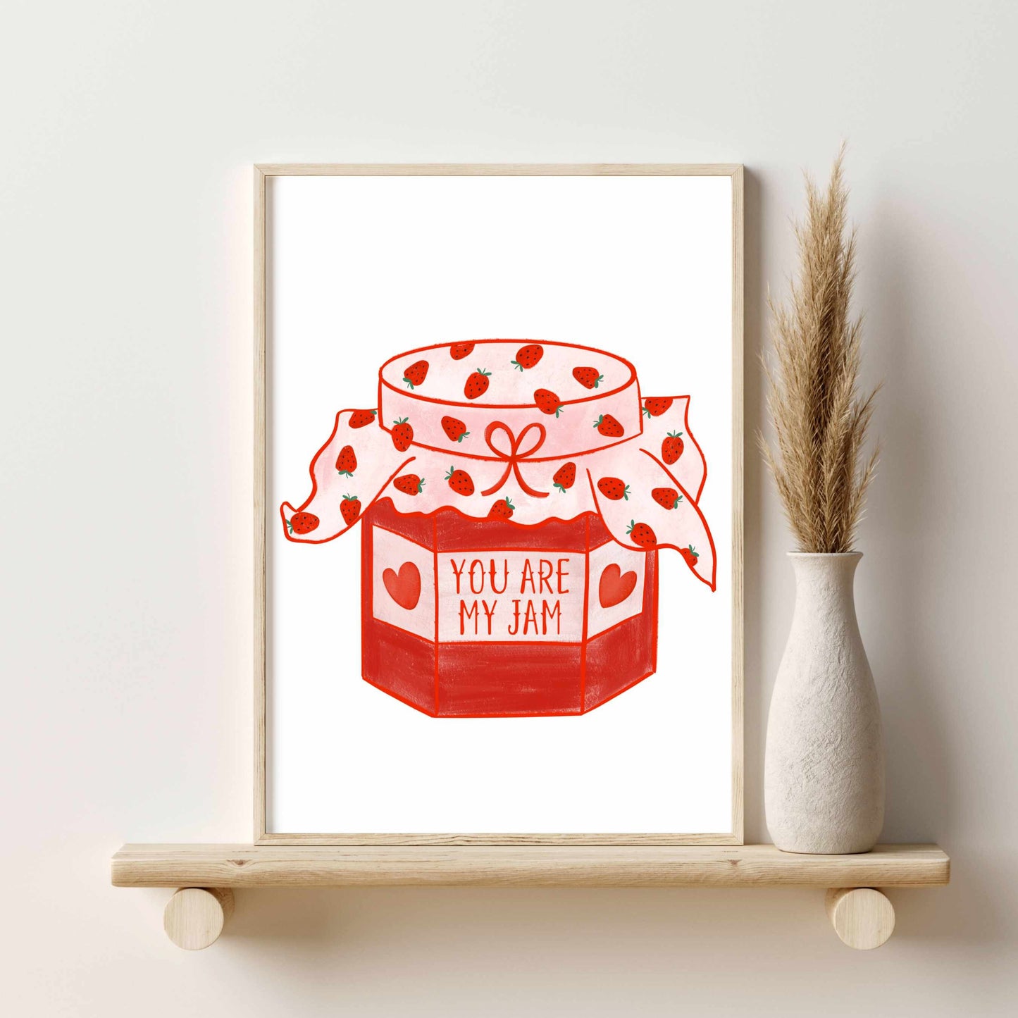 Printed Valentines Day Decor - Romantic Wall Art for Couples in Red and Pink