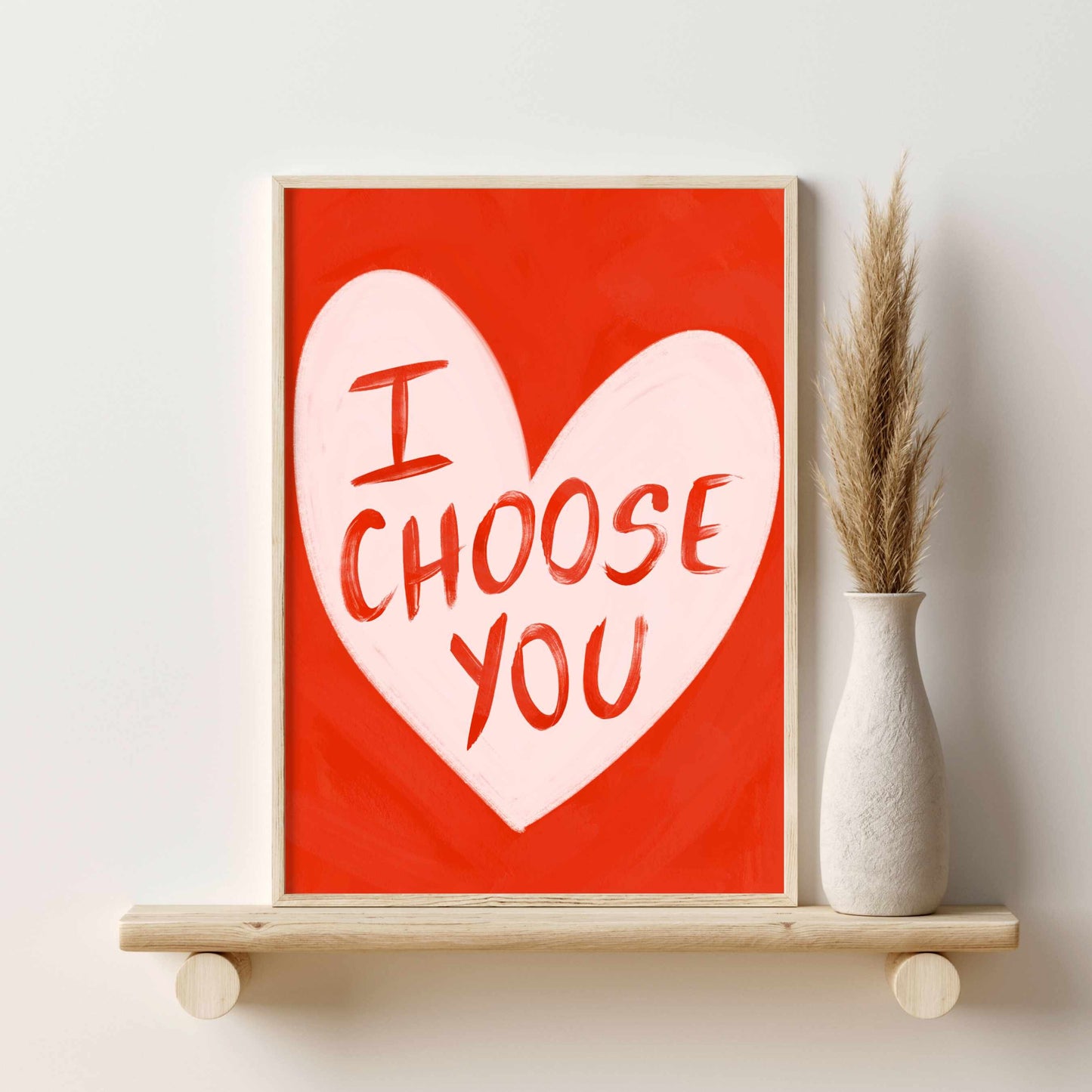 Printed Valentines Day Decor - Romantic Wall Art for Couples in Red and Pink