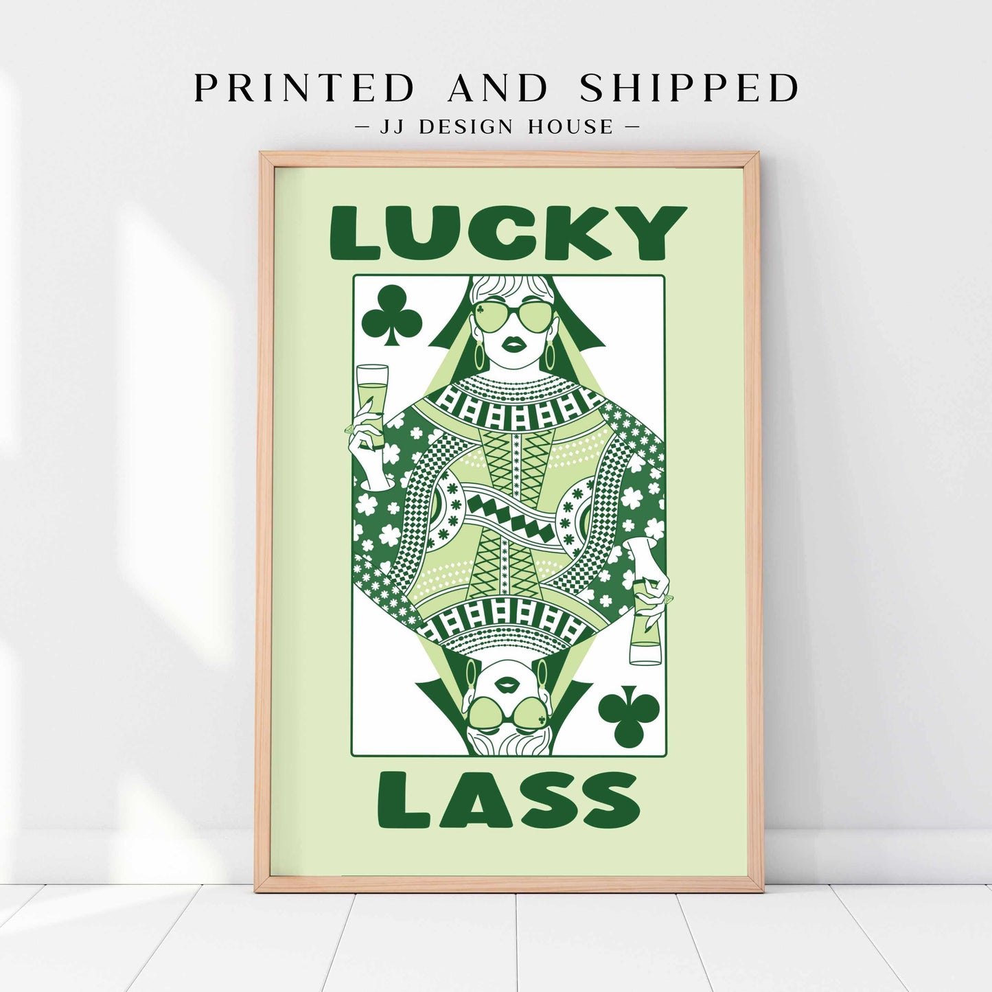 Printed St Patrick's Day Decor Poster, Queen of Clubs Lucky Lass