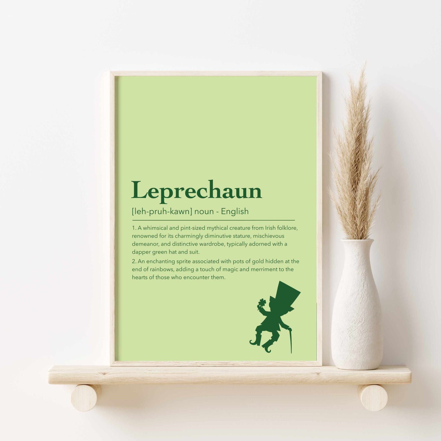 Printed Leprechaun Wall Art Green Decor