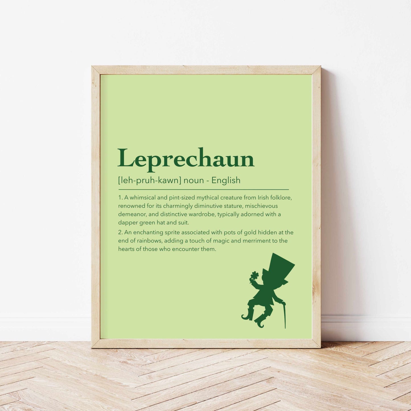 Printed Leprechaun Wall Art Green Decor