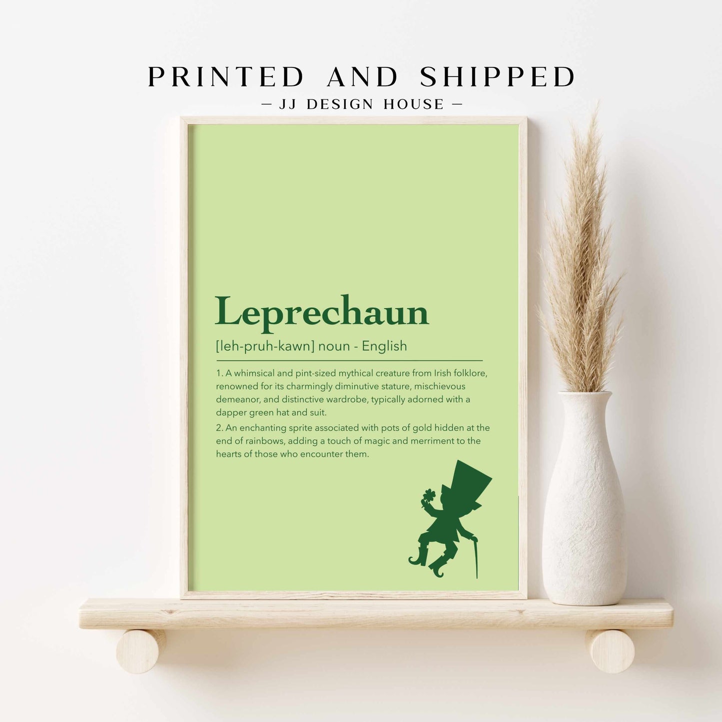 Printed Leprechaun Wall Art Green Decor