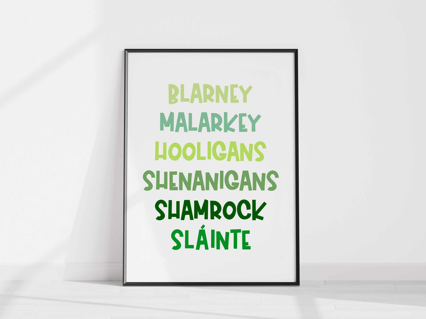 Printed Funny Irish Words Wall Art Green Decor