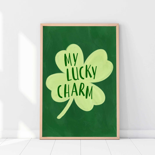 Printed My Lucky Charm Wall Art Green Decor