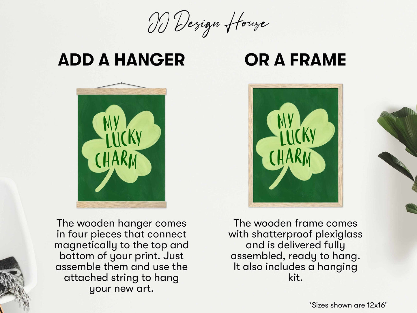 Printed My Lucky Charm Wall Art Green Decor