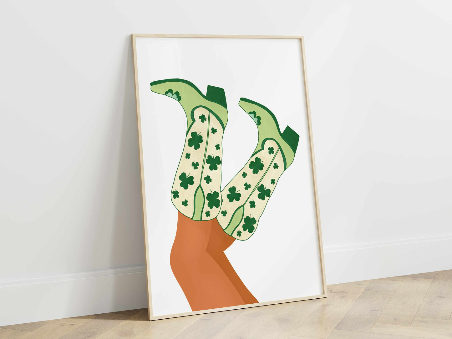 Printed Green Cowgirl Boots Print