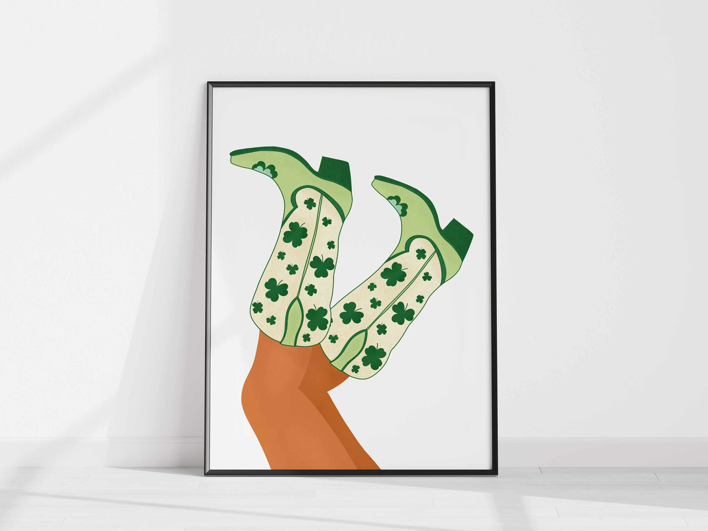Printed Green Cowgirl Boots Print