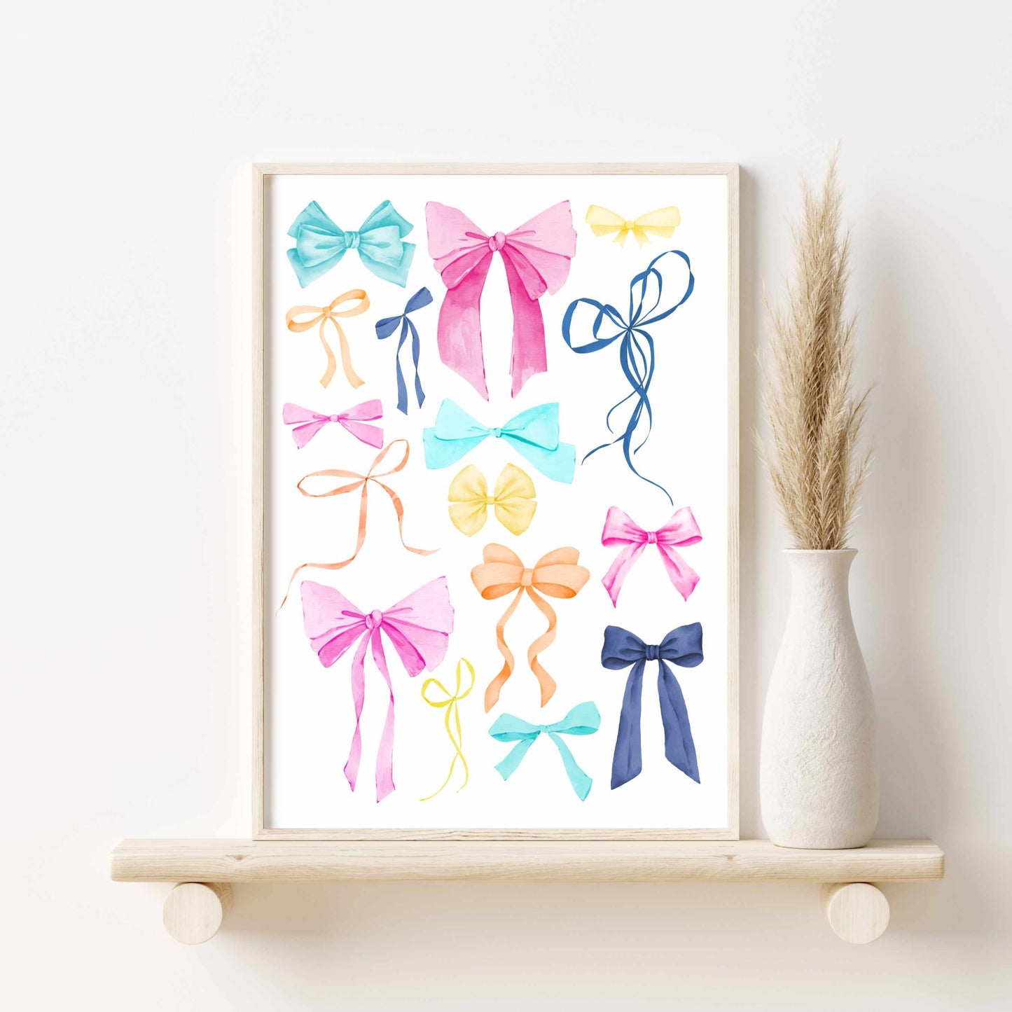 Printed Coquette Room Decor Watercolor Bow Wall Art
