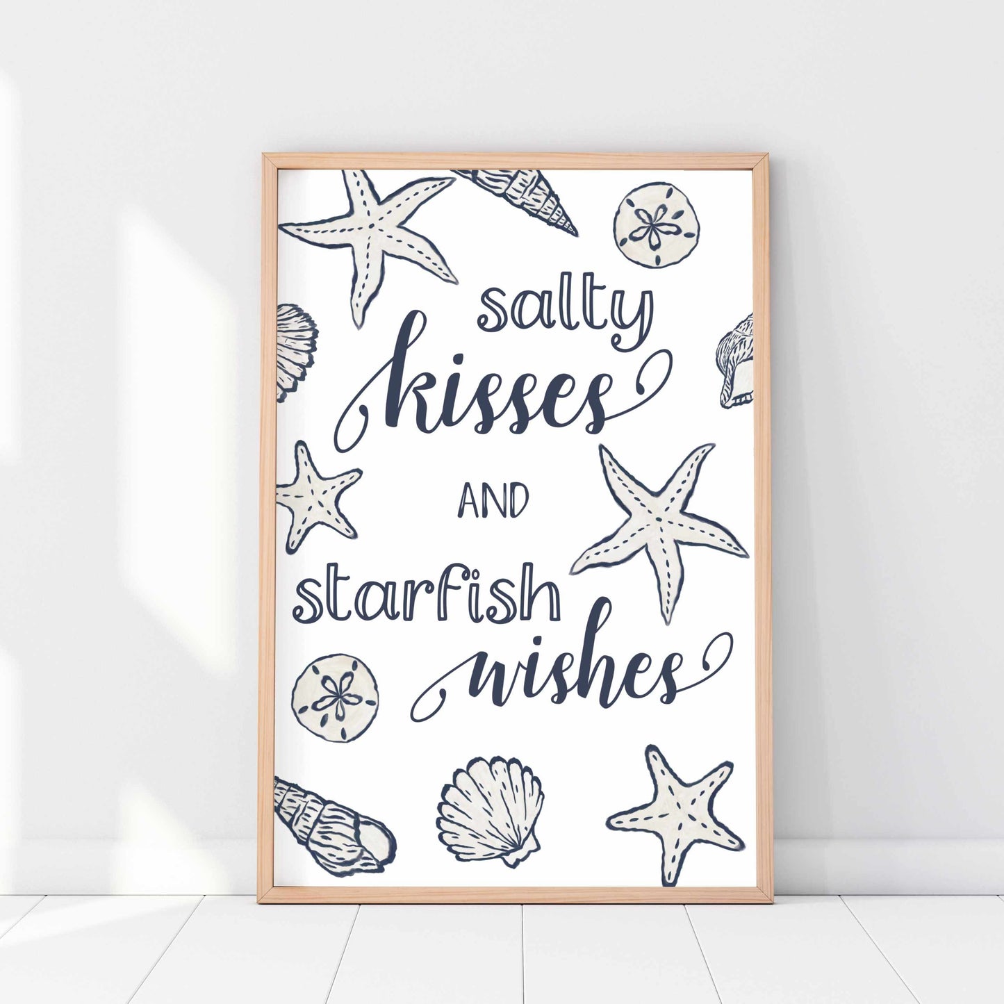 Printable Coastal Wall Art Print - Salty Kisses and Starfish Wishes