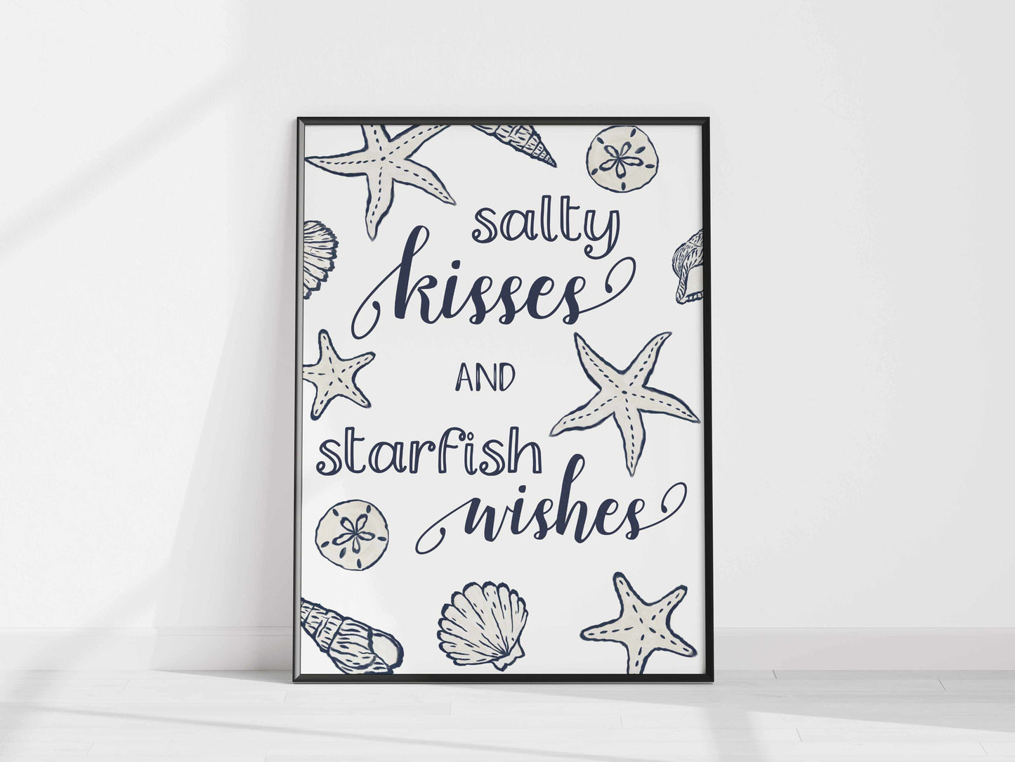 Printable Coastal Wall Art Print - Salty Kisses and Starfish Wishes