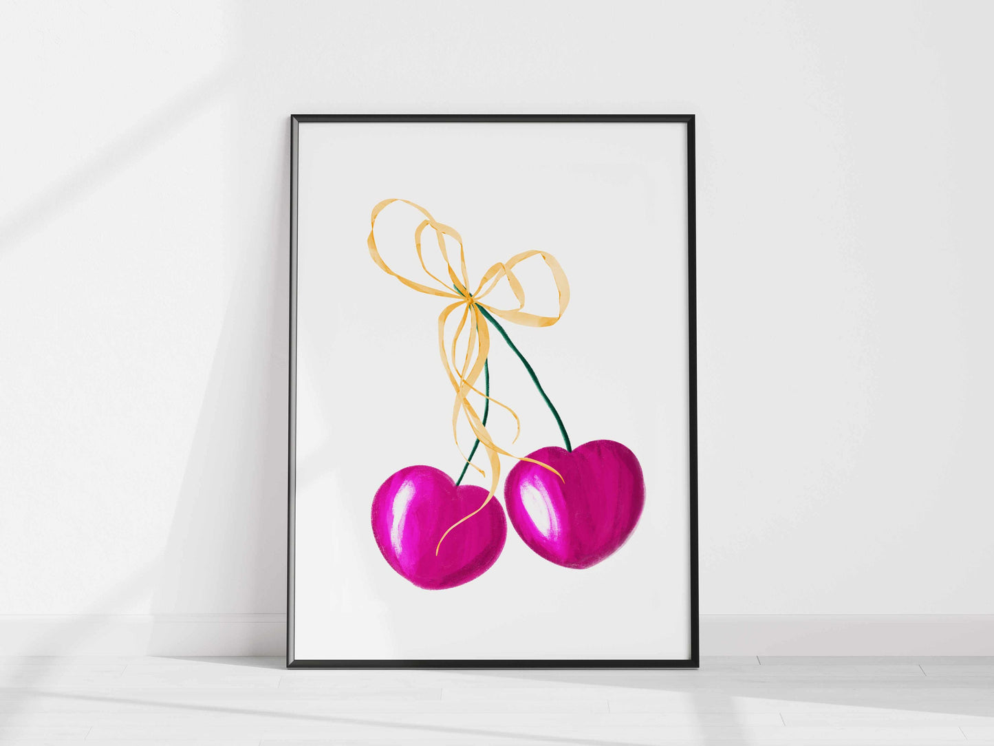 Printed Pink Cherry Wall Art Coquette Room Decor