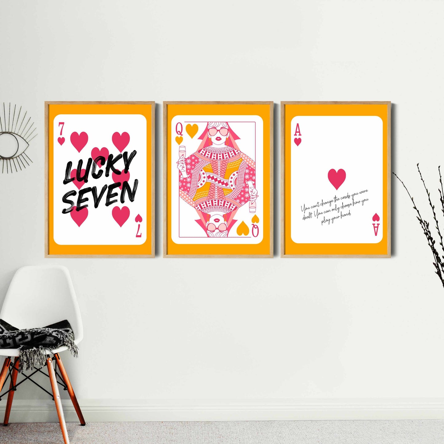 Printed Aesthetic Room Decor Poster Set, Orange Pink Wall Art
