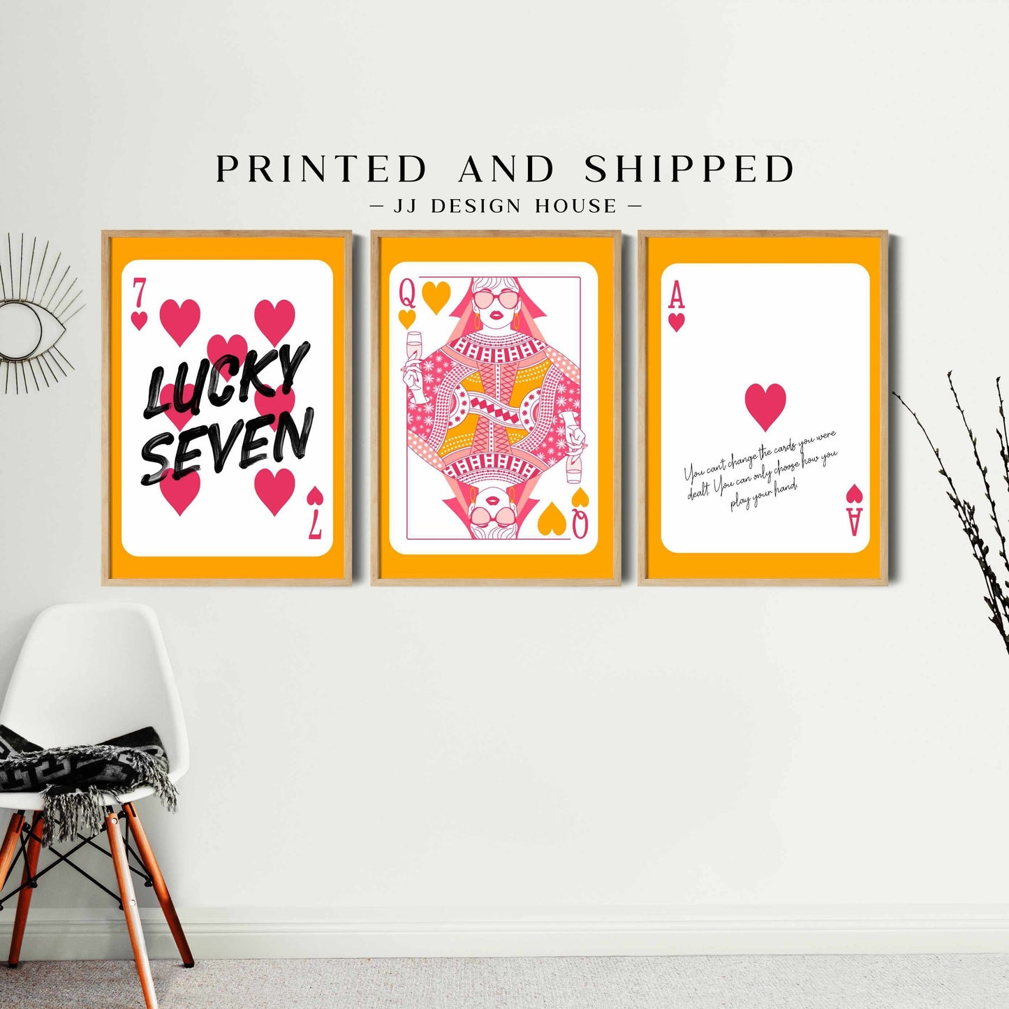 Printed Aesthetic Room Decor Poster Set, Orange Pink Wall Art