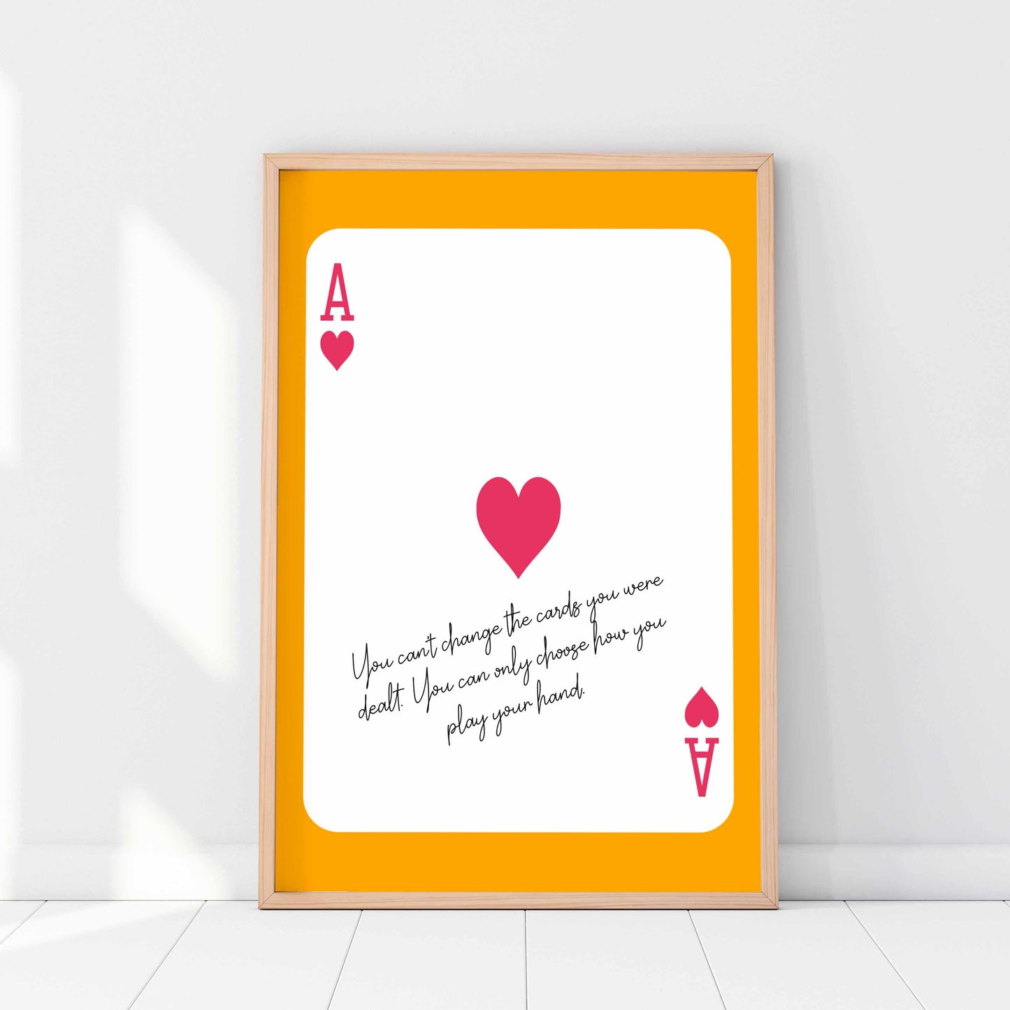 Printed Orange Pink Wall Art Ace of Hearts