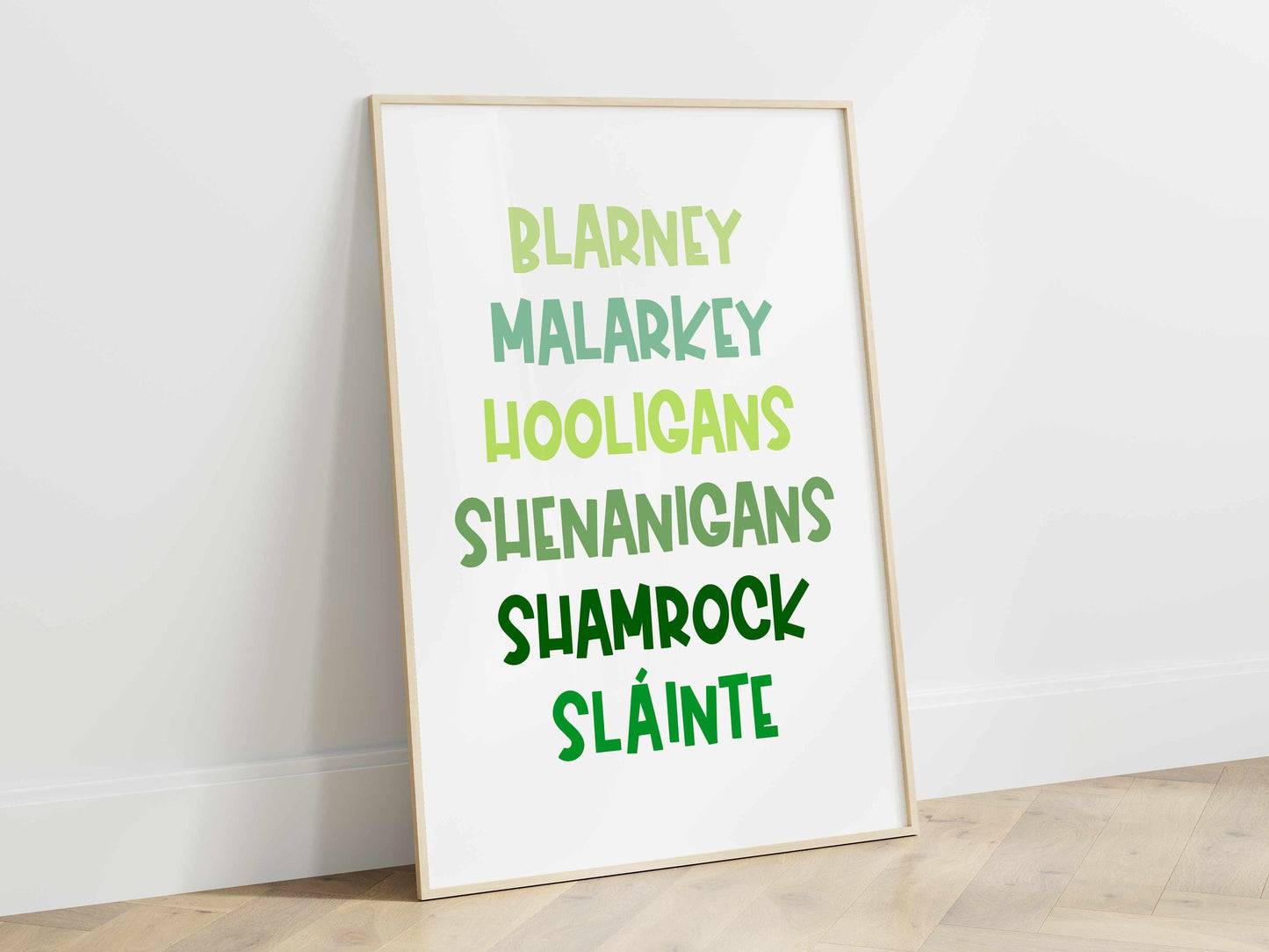 Printed Funny Irish Words Wall Art Green Decor