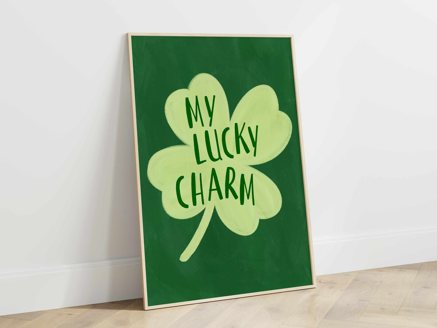 Printed My Lucky Charm Wall Art Green Decor
