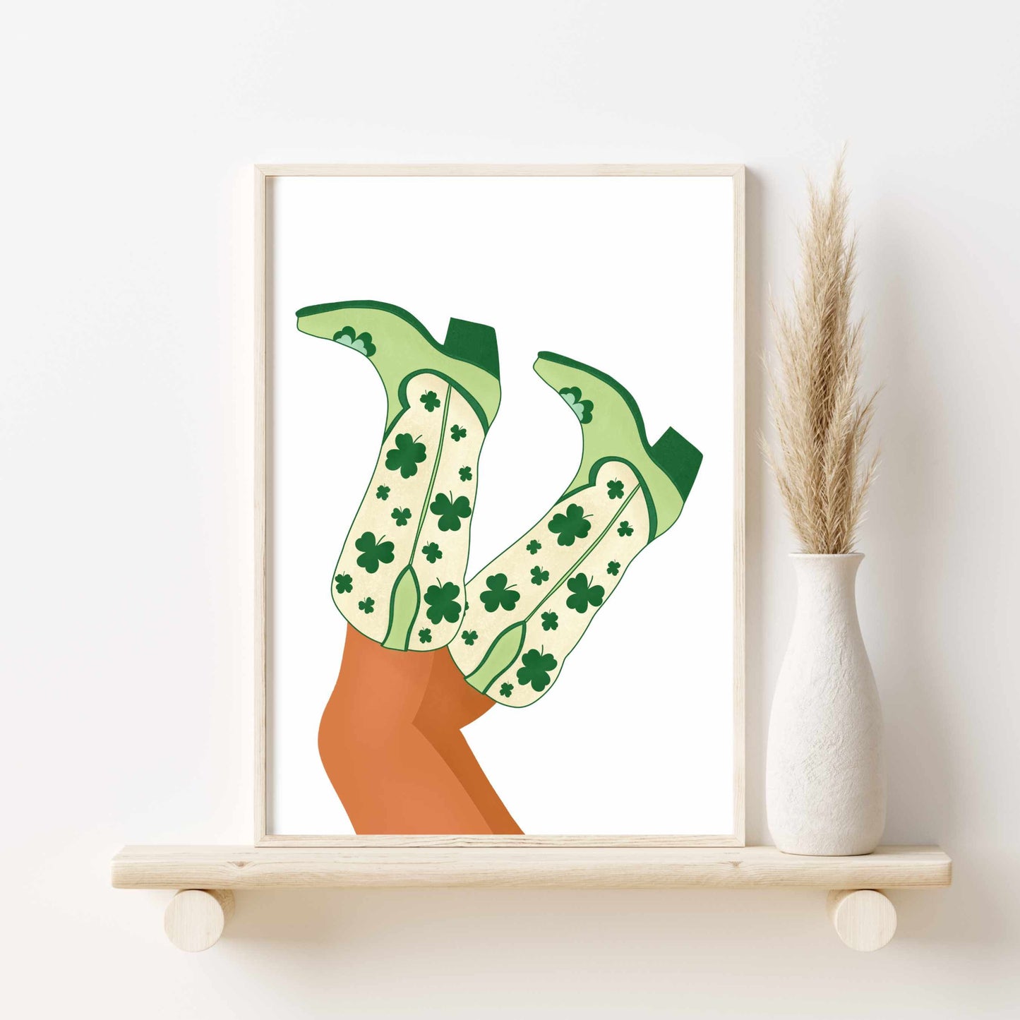 Printed Green Cowgirl Boots Print