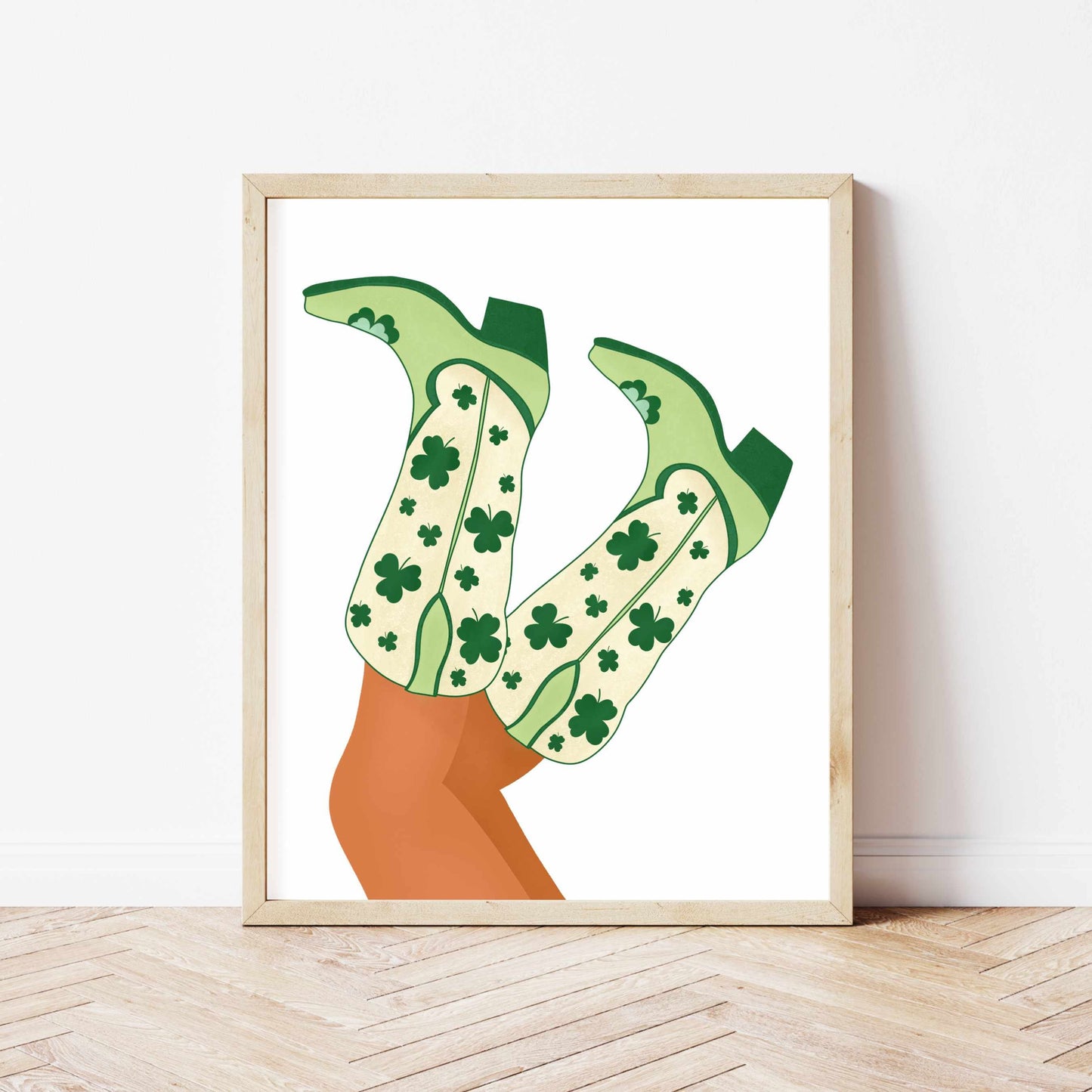 Printed Green Cowgirl Boots Print