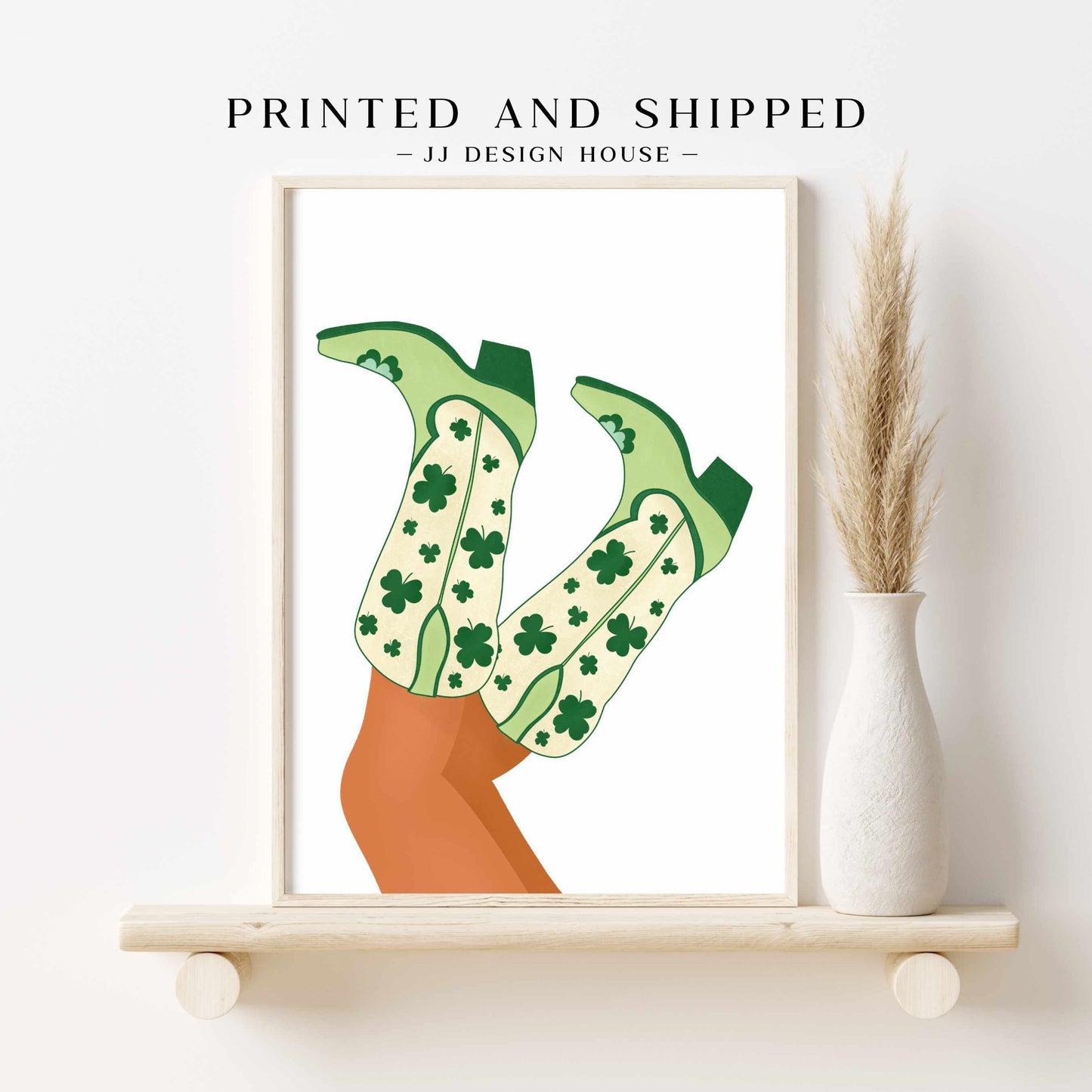 Printed Green Cowgirl Boots Print