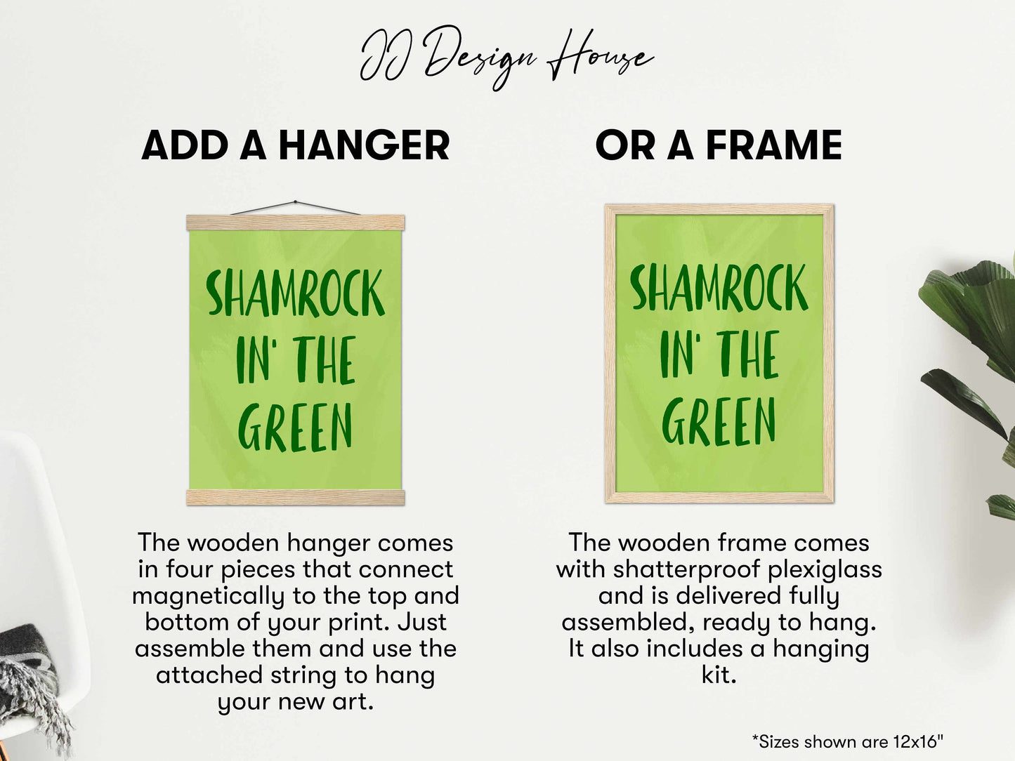 Printed Shamrock'in the Green Wall Art Green Decor
