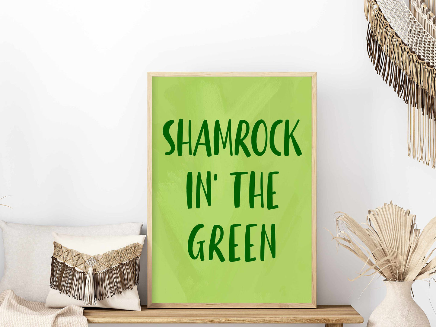 Printed Shamrock'in the Green Wall Art Green Decor
