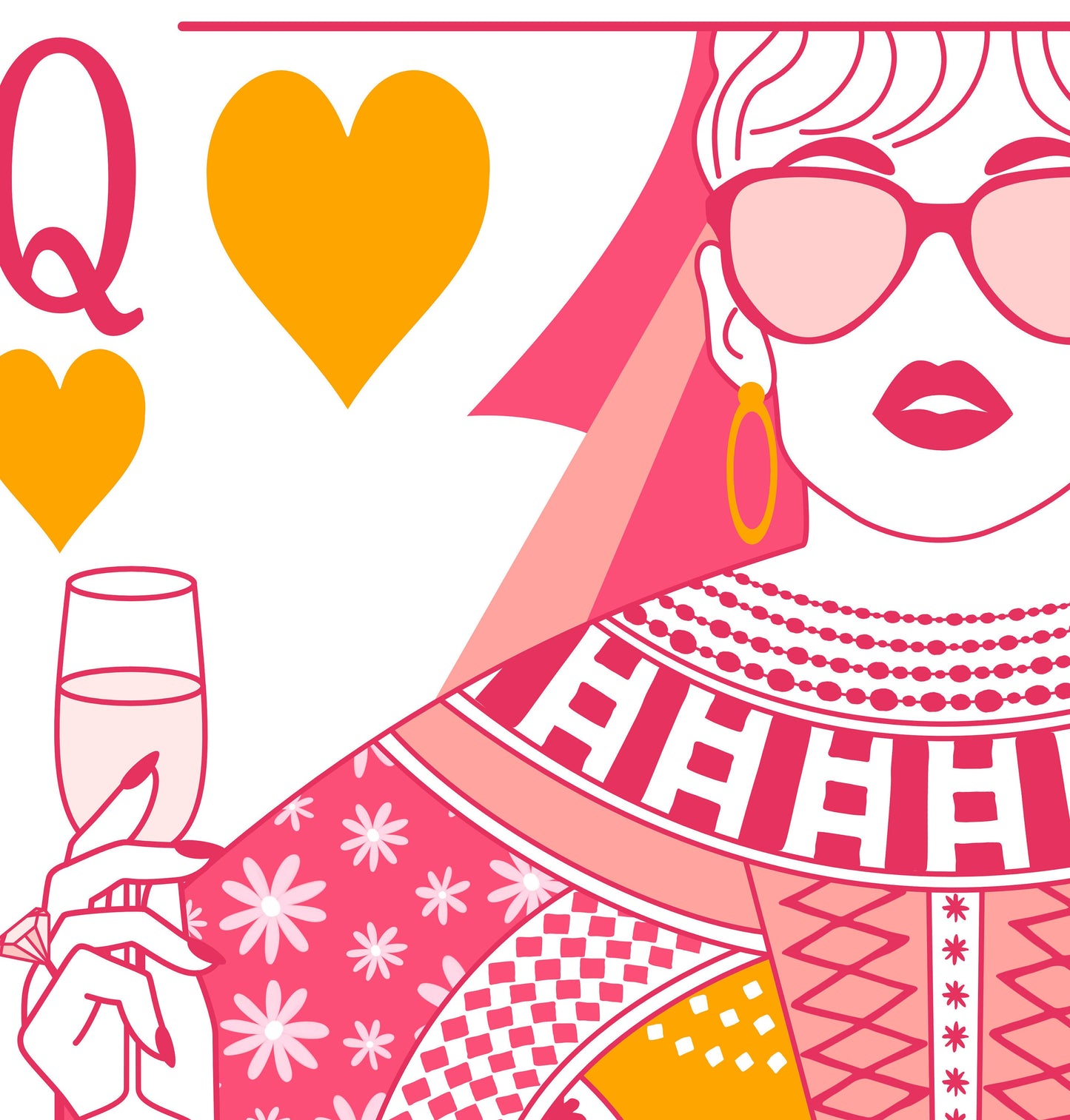 Printable Maximalist Wall Art, Orange Pink Wall Art