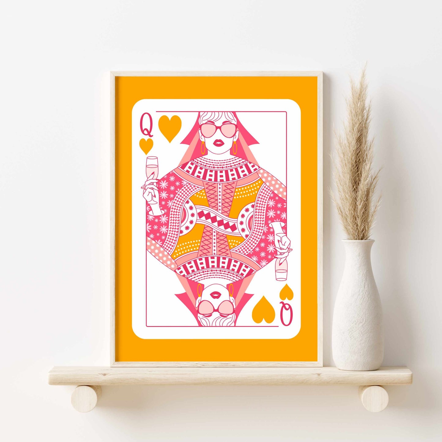 Printed Aesthetic Room Decor Poster Set, Orange Pink Wall Art
