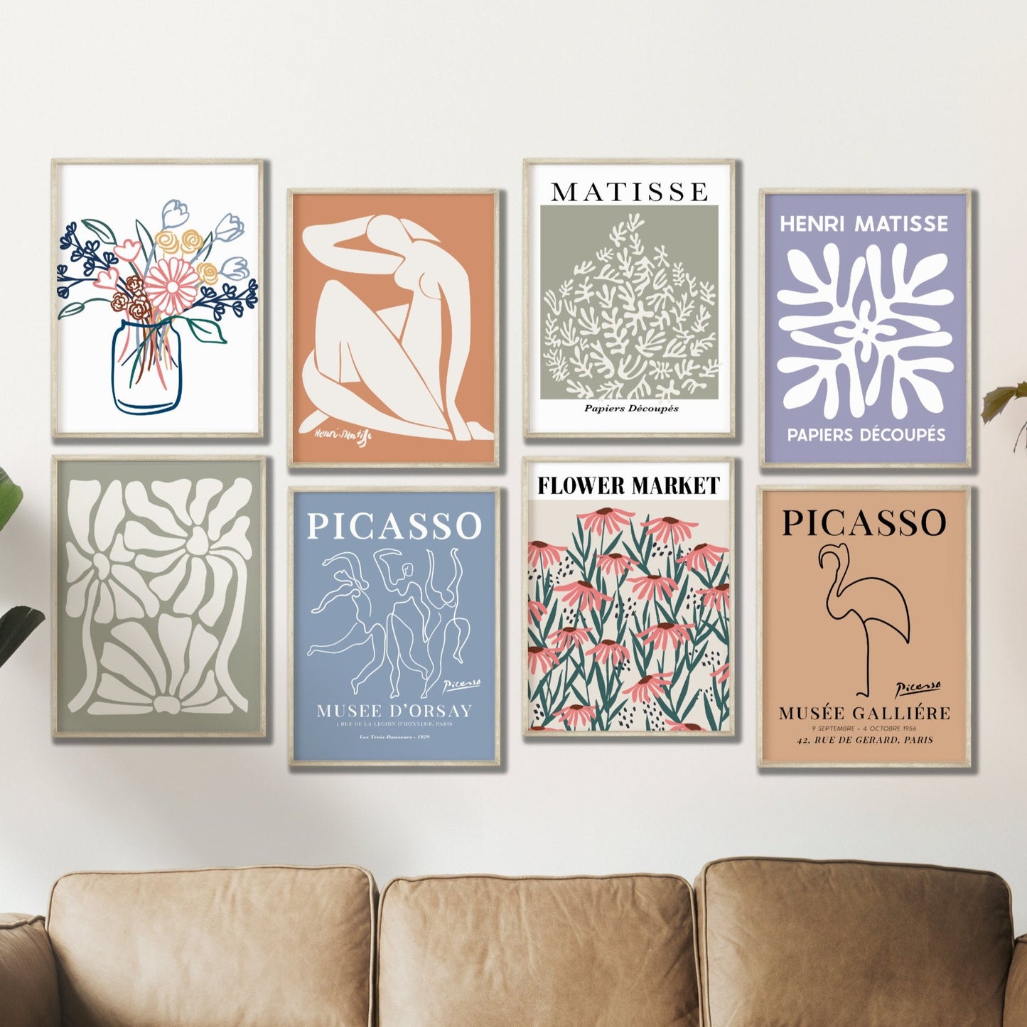 Printed Art Matisse and Picasso Inspired Gallery Wall Set of 8