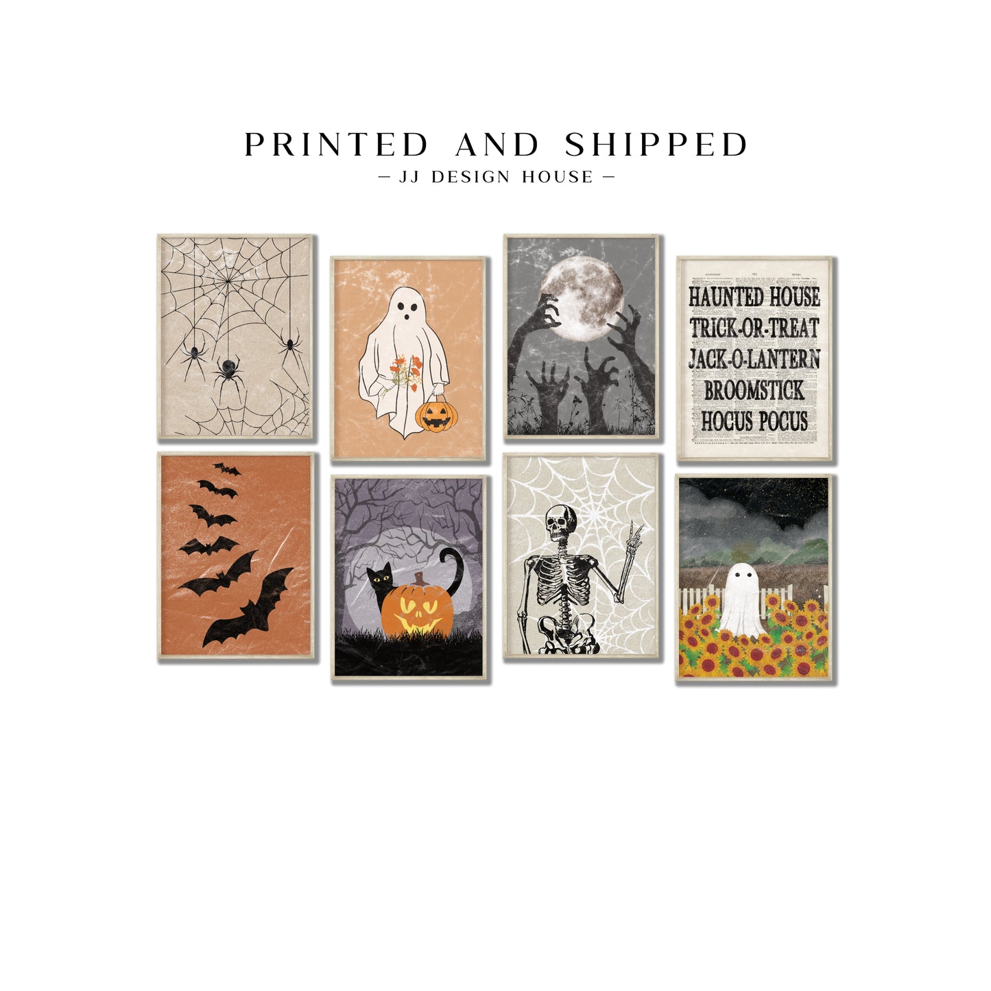 Printed Art Halloween Decor Art Gallery Set of 8