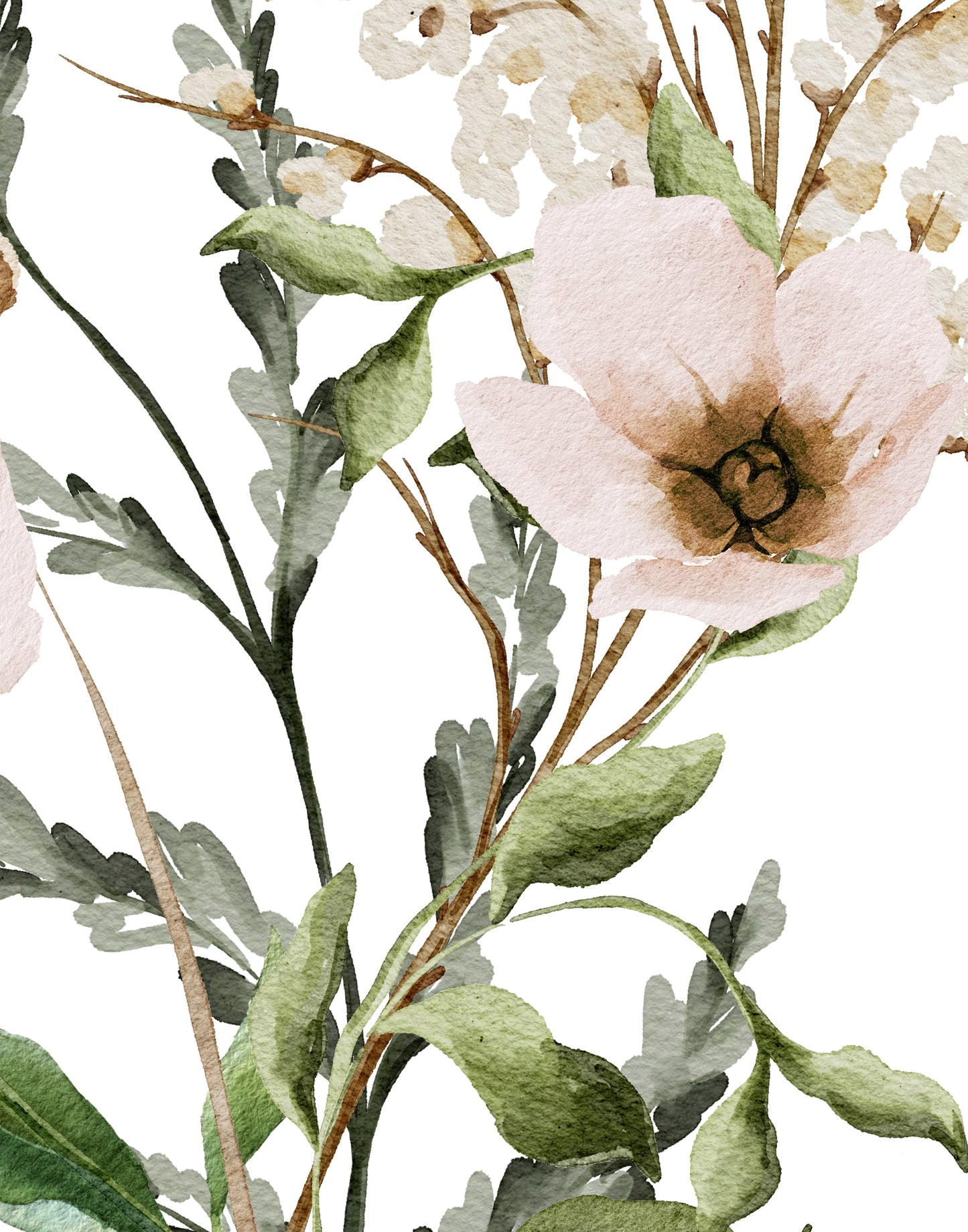 Printed Watercolor Botanical Set of 6