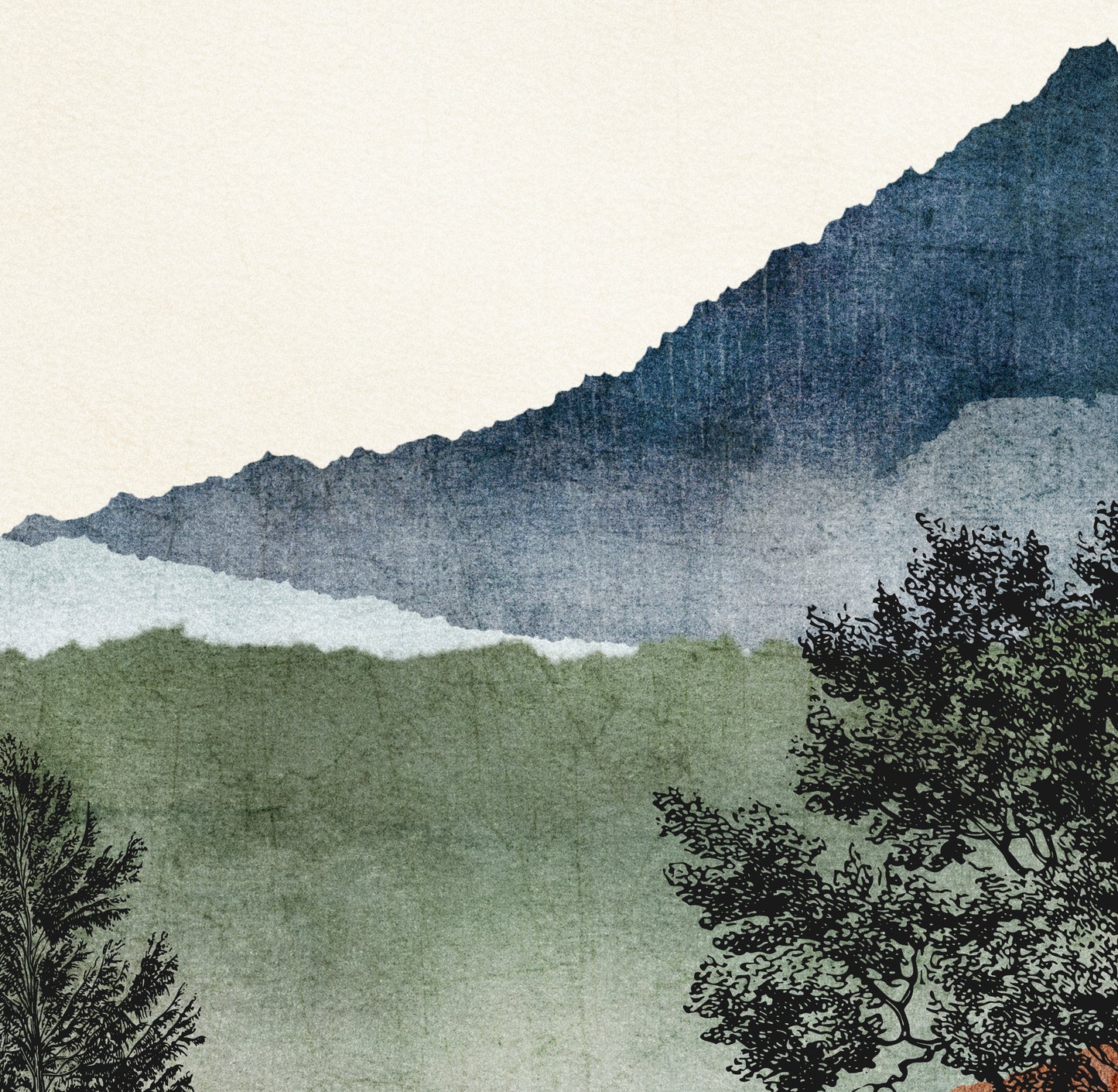 Printable Landscape Wall Art Mountain Art Print, Watercolor Mountain Print