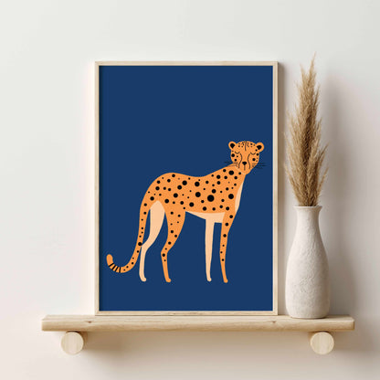 Printed Safari Nursery Wall Art Set of 6 Prints, Navy Blue Nursery Art