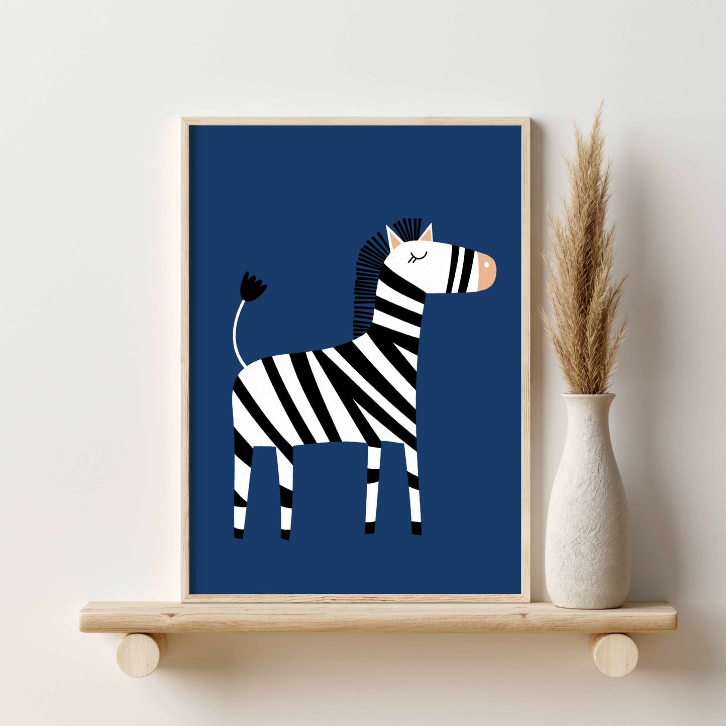 Printed Safari Nursery Wall Art Set of 6 Prints, Navy Blue Nursery Art