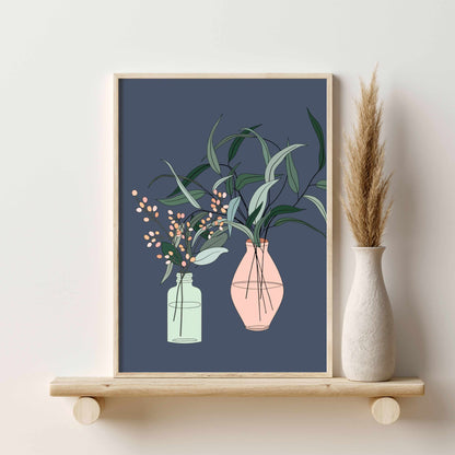 Printable Dark Botanical Wall Art Print Set of 2