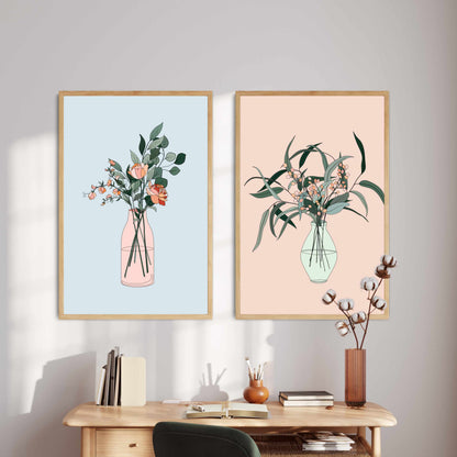 Printed Botanical Wall Art Set of 2
