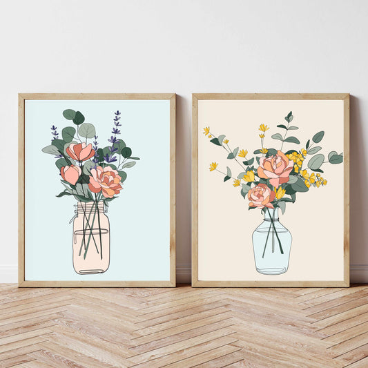 Printable Botanical Wall Art Print Set of 2