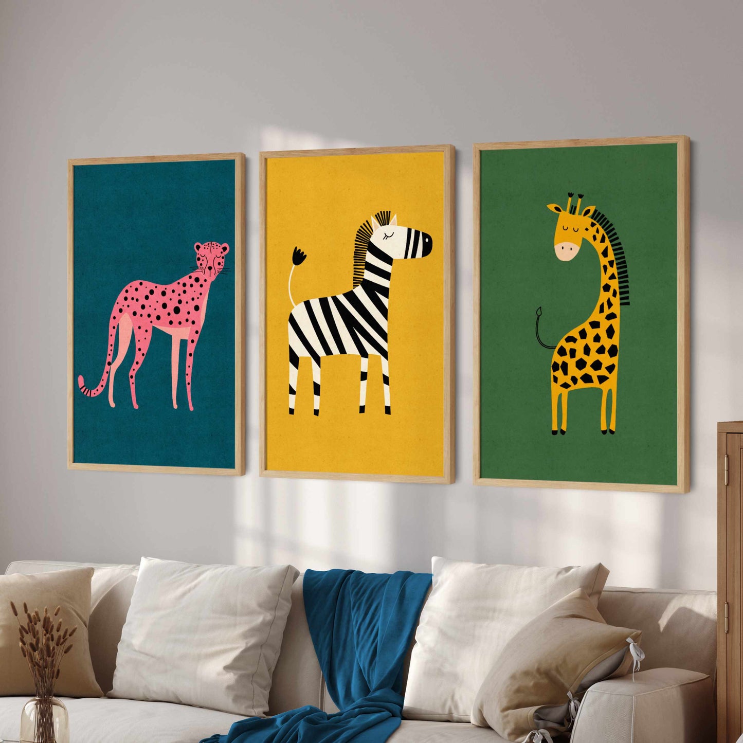 Printed 3 Piece Safari Nursery Wall Art, Safari Animals Wall Art Poster Print