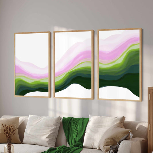 Printable Neon Green Abstract Wall Art Set of 3