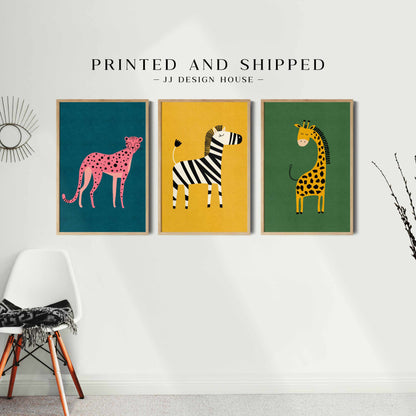 Printed 3 Piece Safari Nursery Wall Art, Safari Animals Wall Art Poster Print