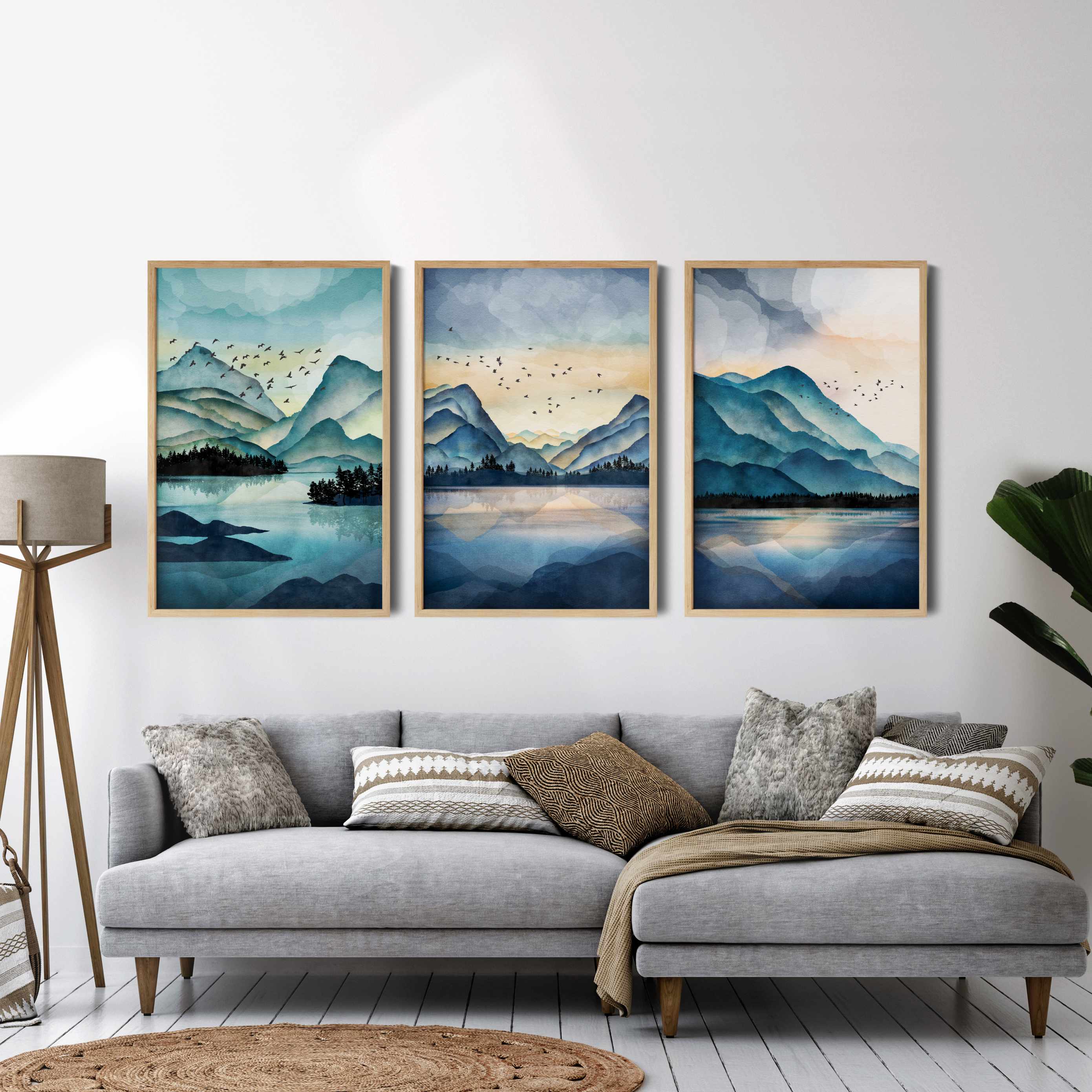 Printable Colorful Watercolor Mountain Wall Art Printable Set of 3 – JJ ...